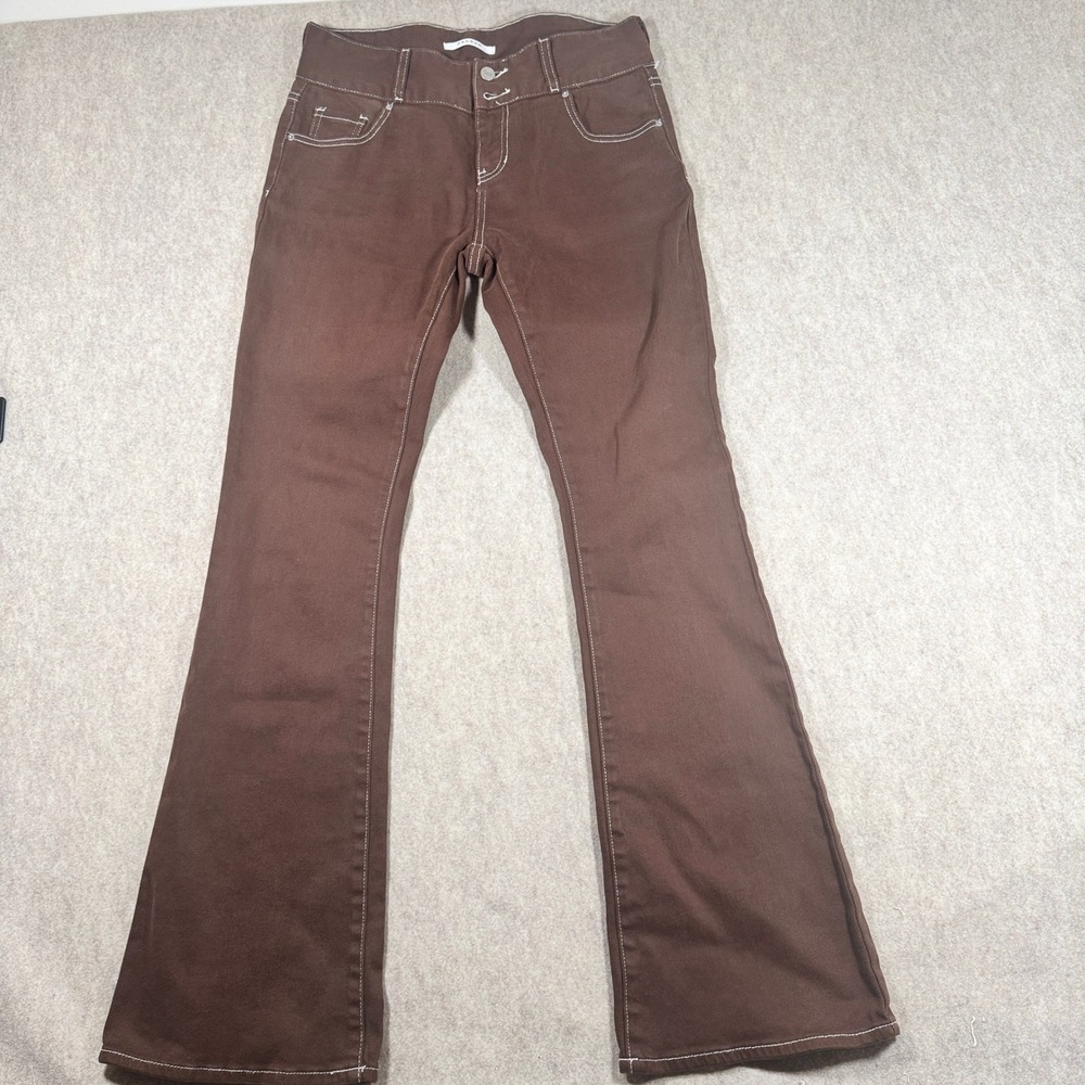 PacSun Jeans Womens 28 Brown Low Rise Boot Stretch Contrast Stitching